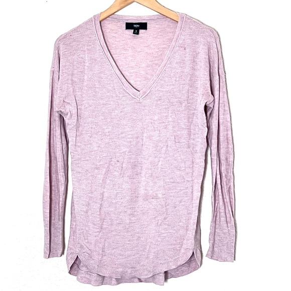 Mossimo | Pink knit v-neck slub tee long sleeve pullover size small - Picture 1 of 10